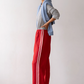 Linen Stripe Crop Racer Pant, Bell Pepper