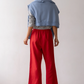 Linen Stripe Crop Racer Pant, Bell Pepper