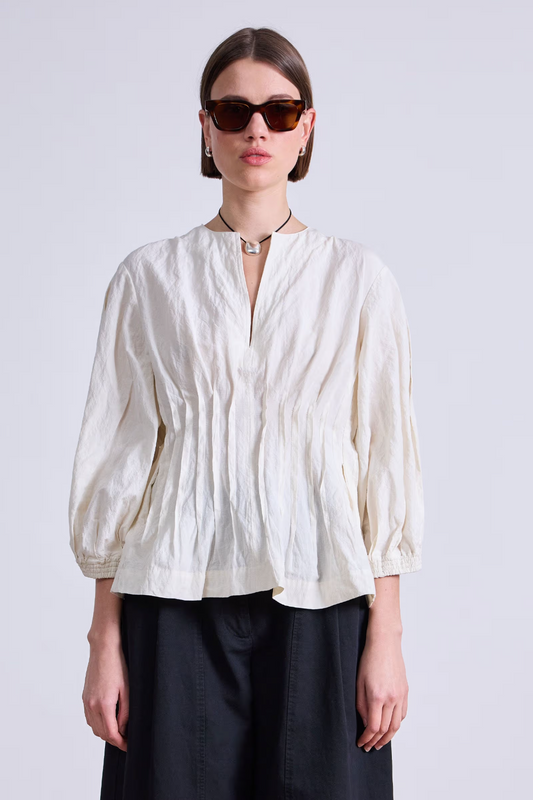 Rocca Pleat Top, Cream