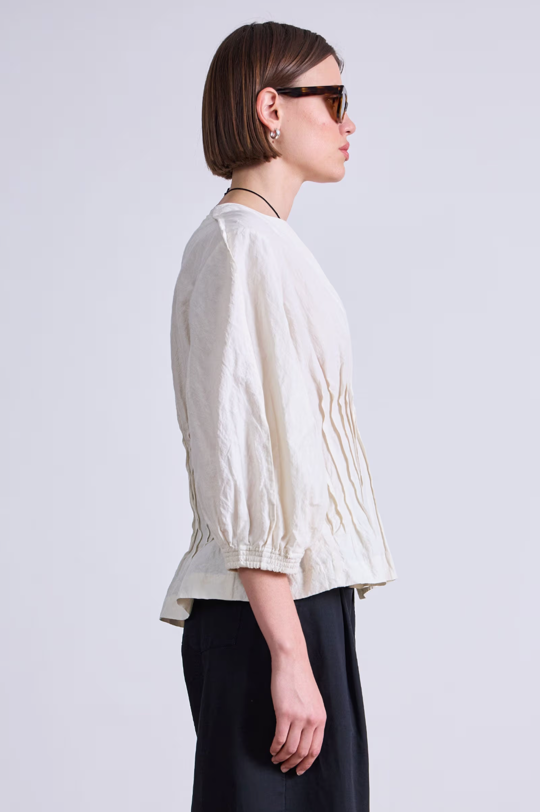 Rocca Pleat Top, Cream