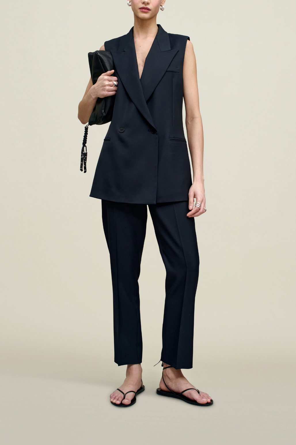 Deon Sleeveless Blazer, Navy