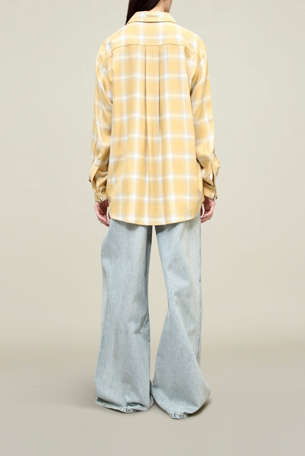 Chloe Bib Button Down, Yellow/Blue Plaid