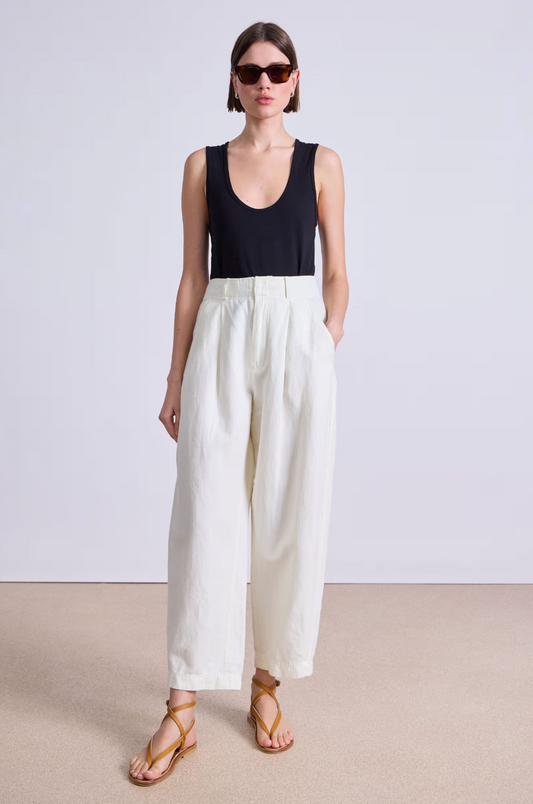 Bari Crop Trouser Linen, Cream