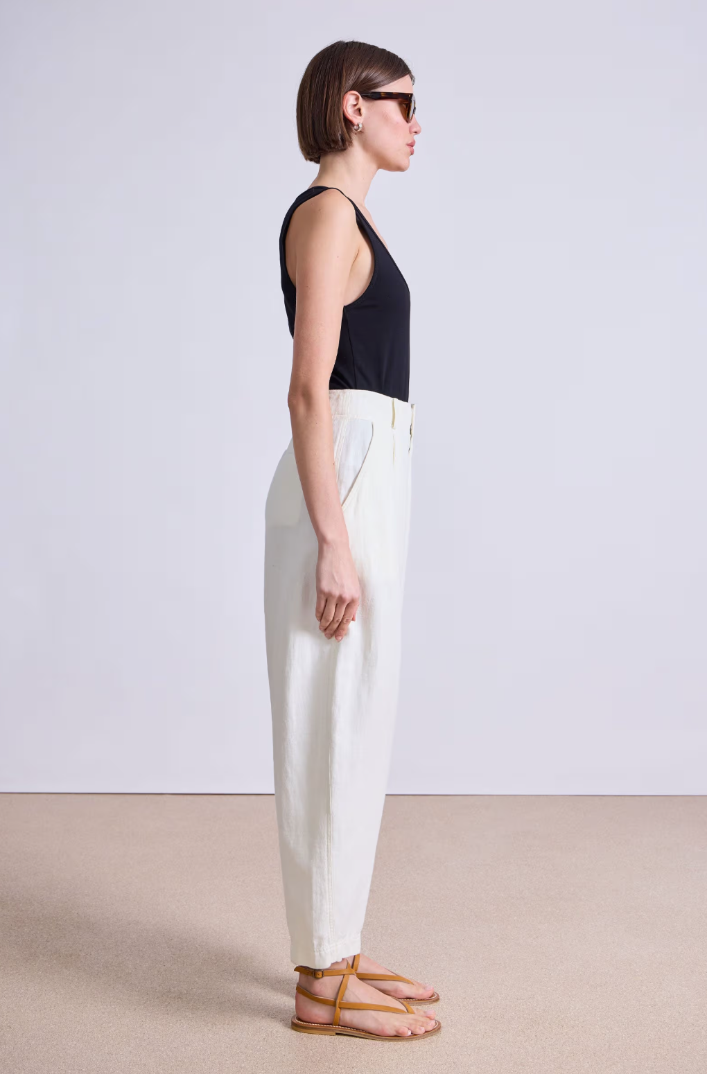 Bari Crop Trouser Linen, Cream