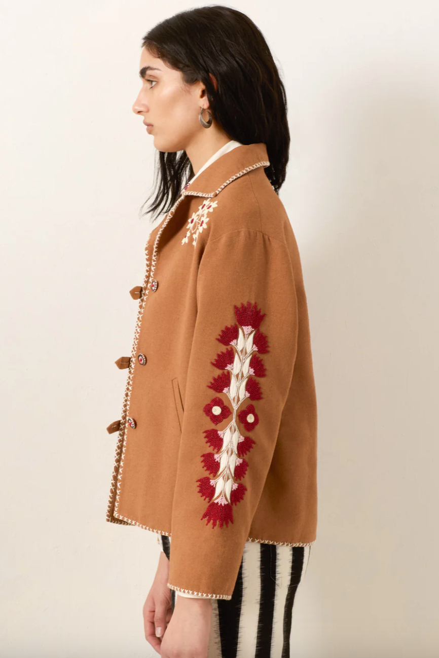 Western Cactus Bloom Jacket, White Cactus