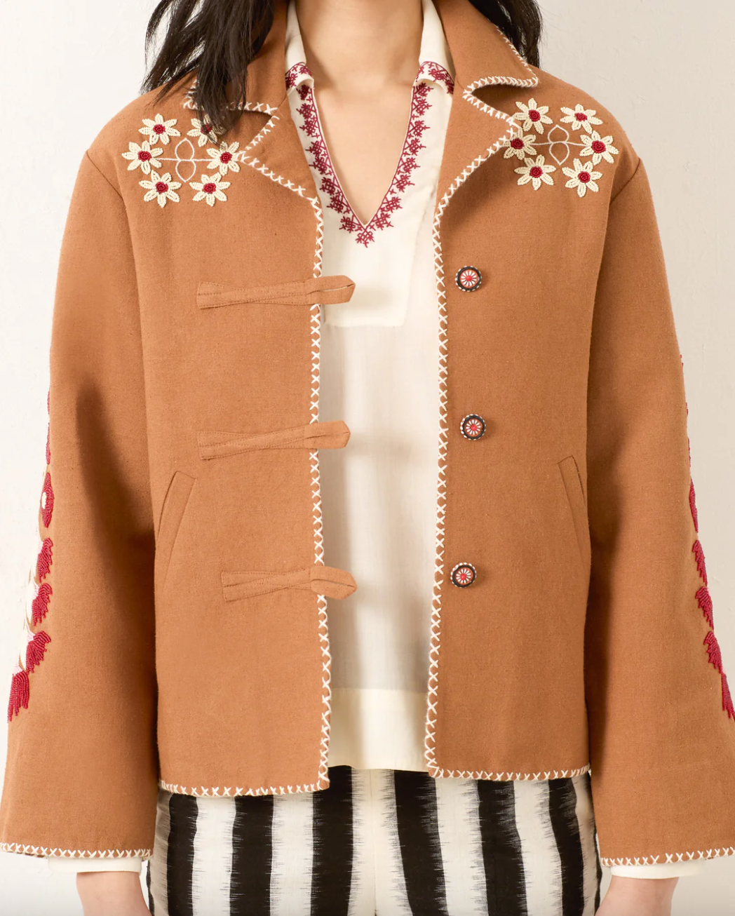 Western Cactus Bloom Jacket, White Cactus