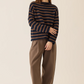 Lamis Stripe Cotton Sweater, Navy & Mocha