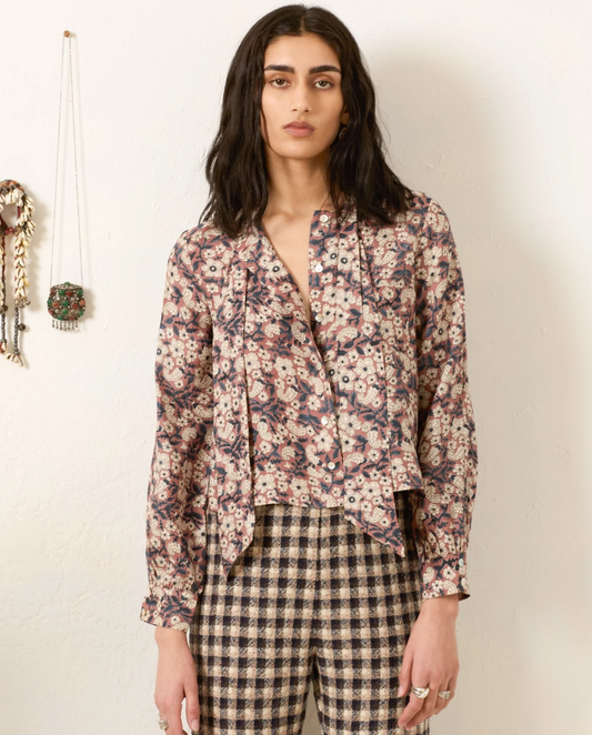 Chancery Sepia Floral Shirt, Nude