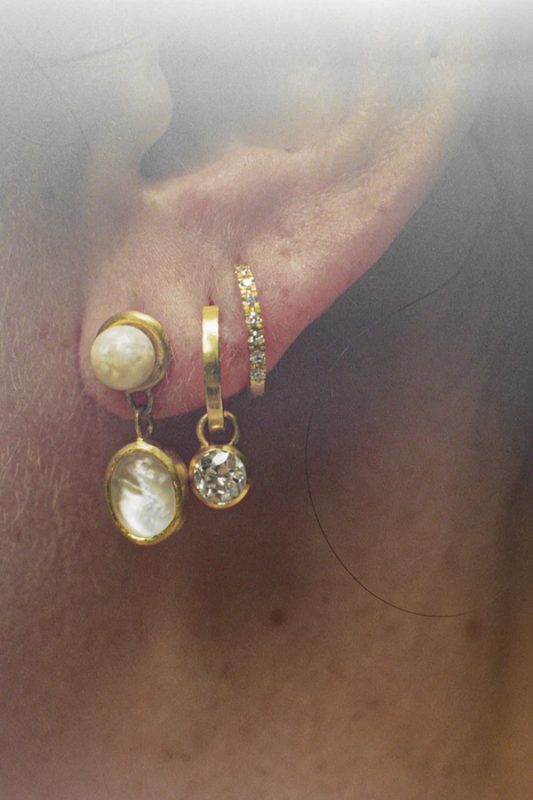 Old Euro Huggie Hoops Diamond