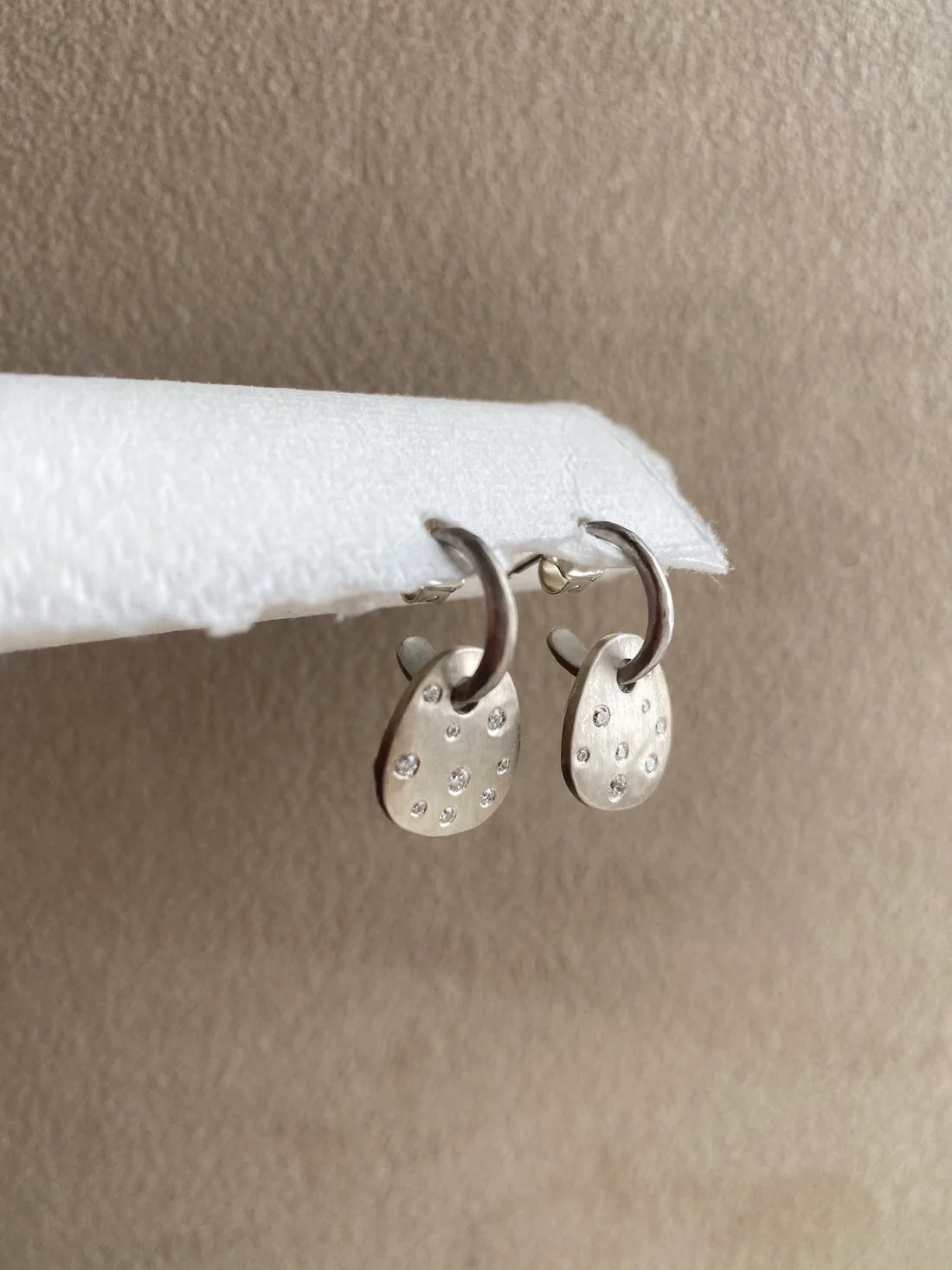 Sterling Silver Petal Earrings w/Diamonds