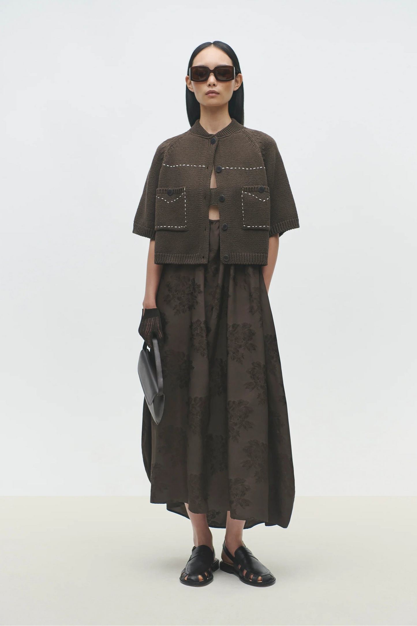 Cotton Stitched Top, Brown