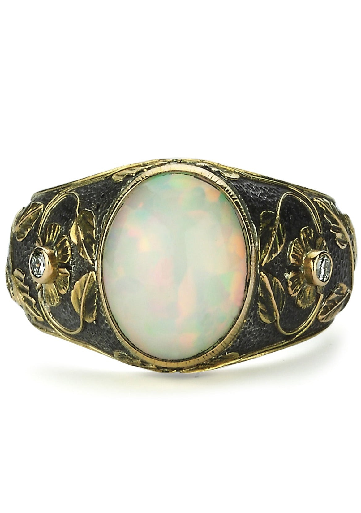 Valetta Opal Vertical Tendril Ring
