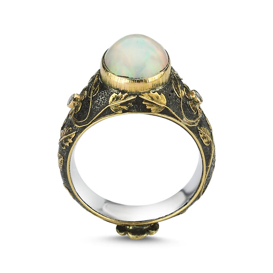 Valetta Opal Vertical Tendril Ring