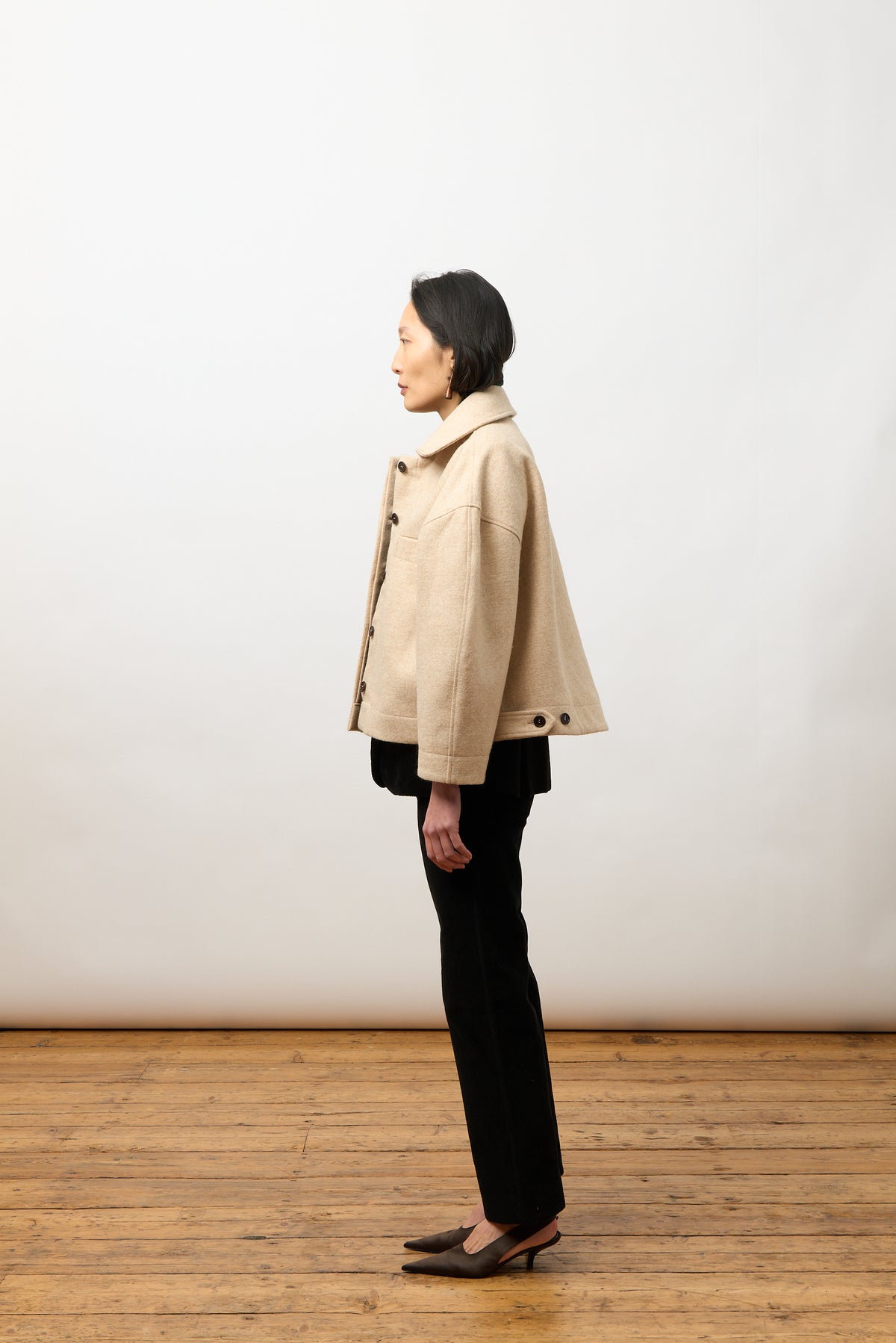 Wesley Jacket, Almond Boiled Wool