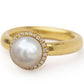 22K Gold Ring set with White Pearl & Diamonds