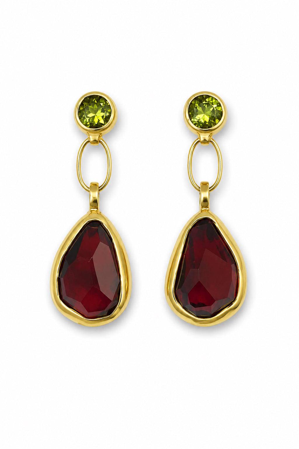 Peridot & Red Garnet Earrings