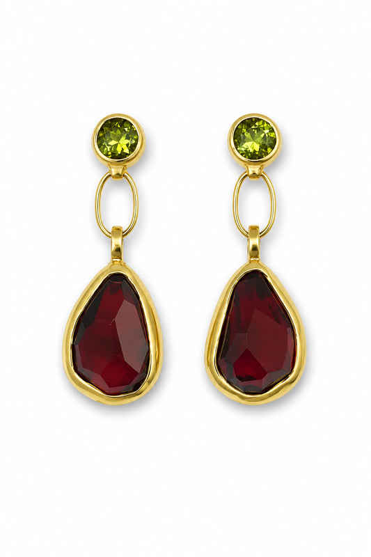 Peridot & Red Garnet Earrings