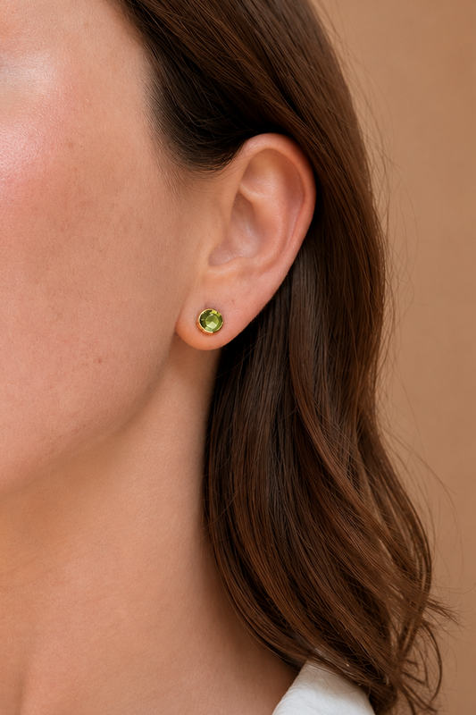 Peridot Studs in 18KG & Sterling Silver