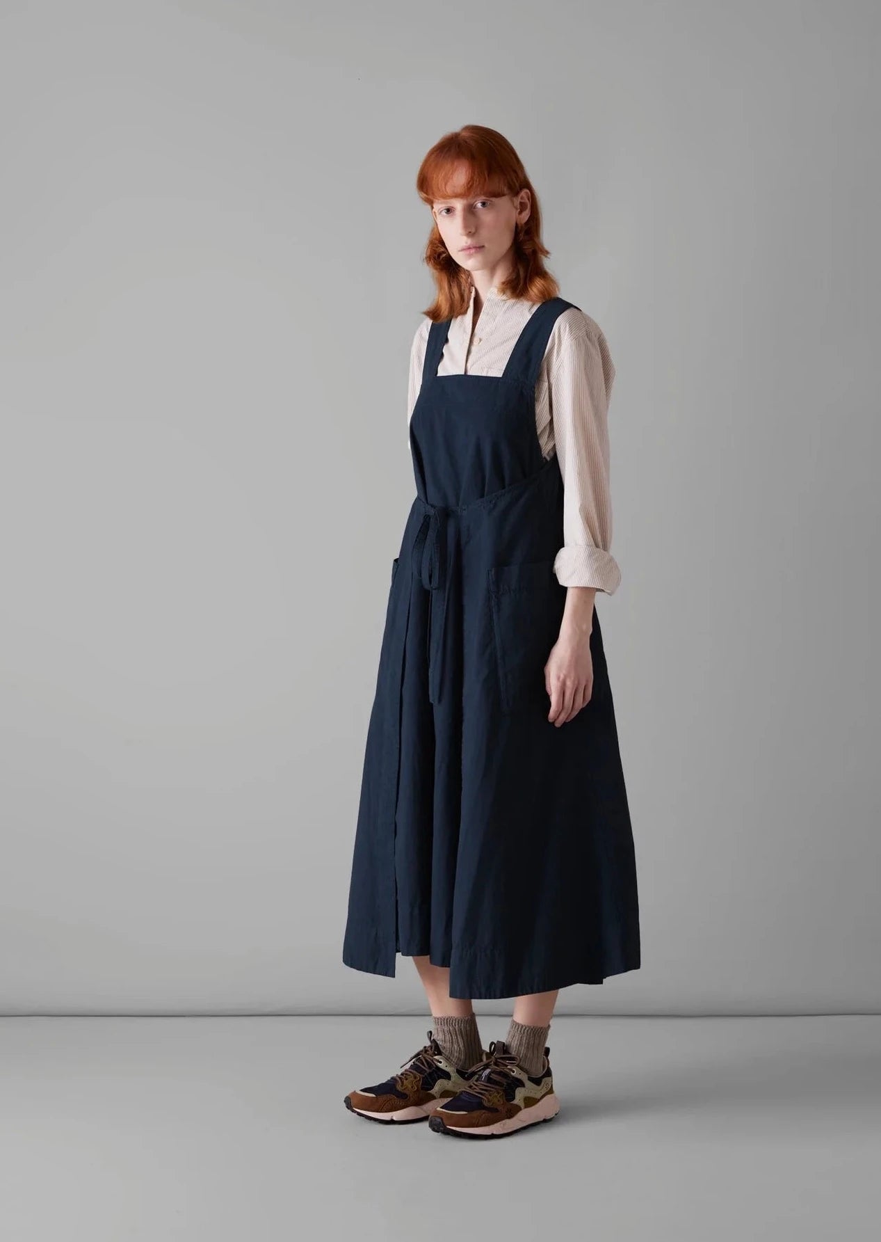 linen apron dress Viking Dress, Blue XXL recycled wool Cotton Linen Poplin Apron Dress,