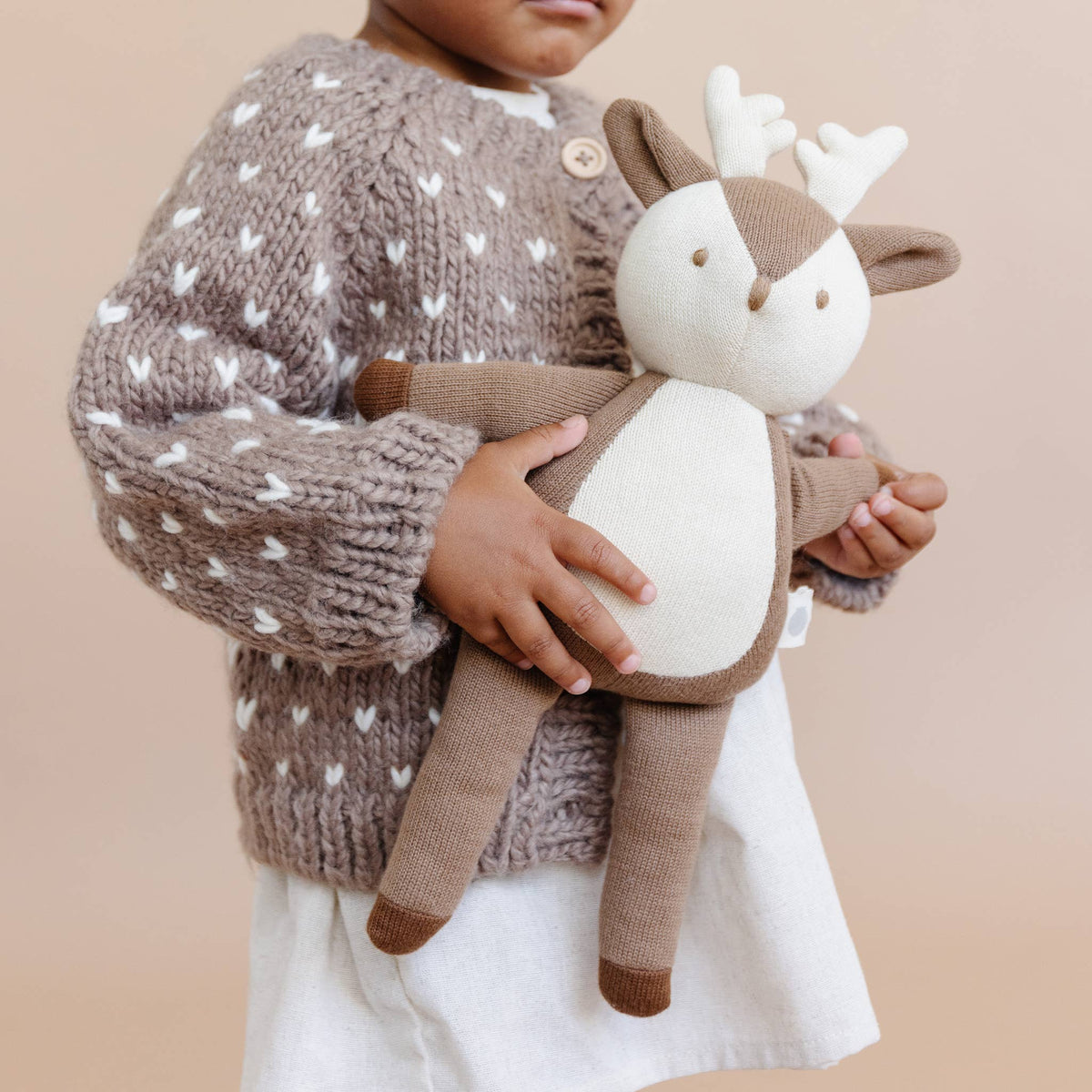 Sawyer Cardi Deer: Tan / S 12-24m