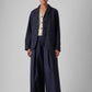 Belted Cotton Wide Leg Trouser, Raven Blue