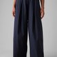 Belted Cotton Wide Leg Trouser, Raven Blue