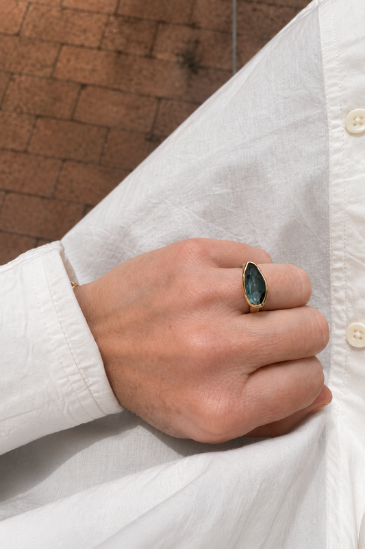 London Blue Topaz 18KG & Sterling Silver Ring