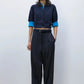 Cotton Buttoned Up Top, Navy