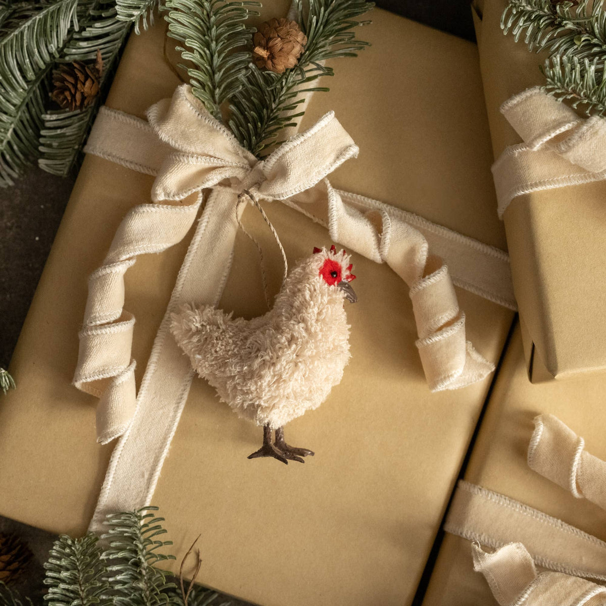 Beige Hen Holiday Ornament