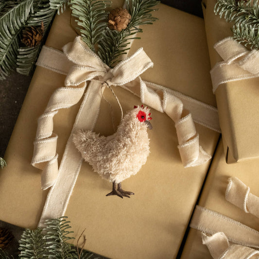 Beige Hen Holiday Ornament
