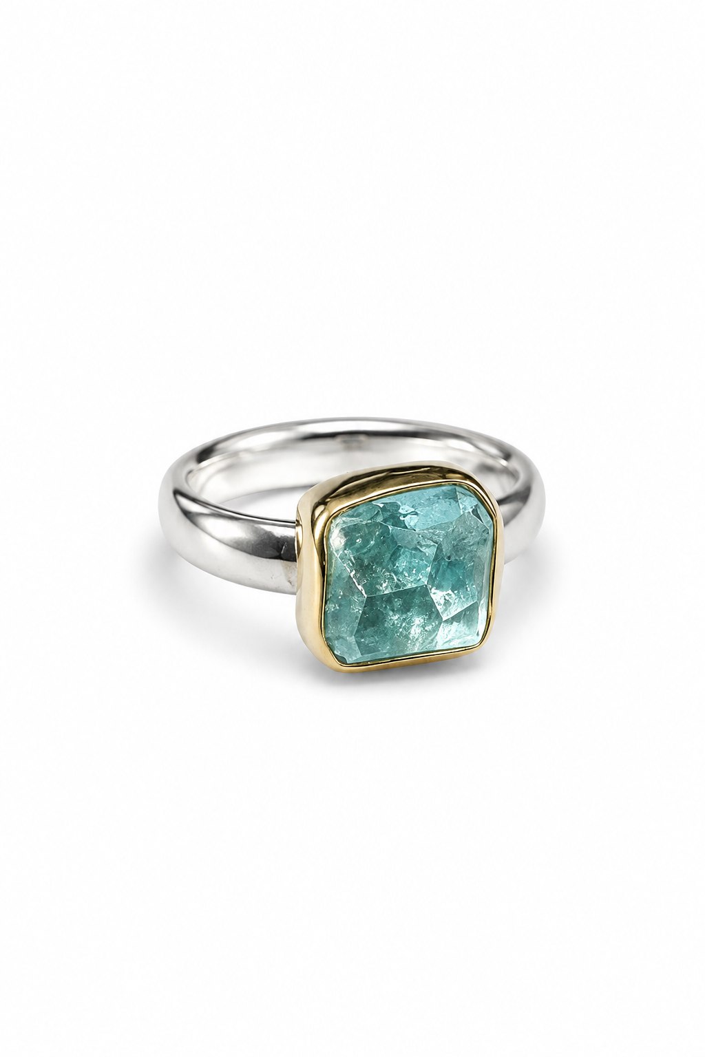 Aquamarine 18KG & Sterling Silver Ring