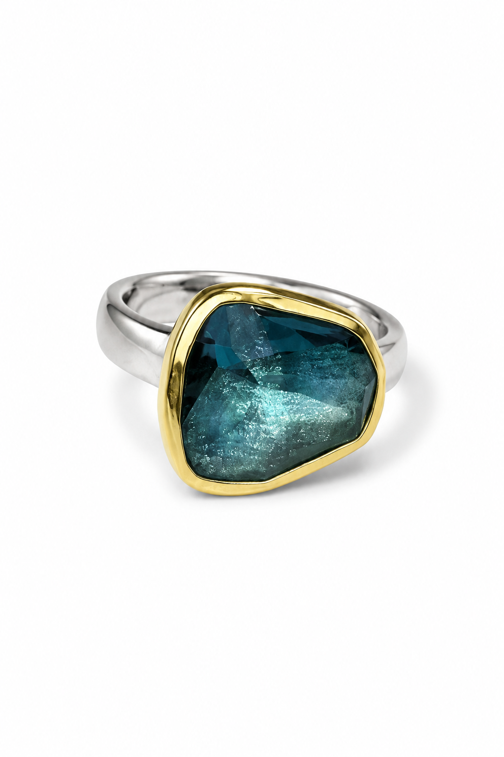 London Blue Topaz Ring in 18KG & Sterling Silver