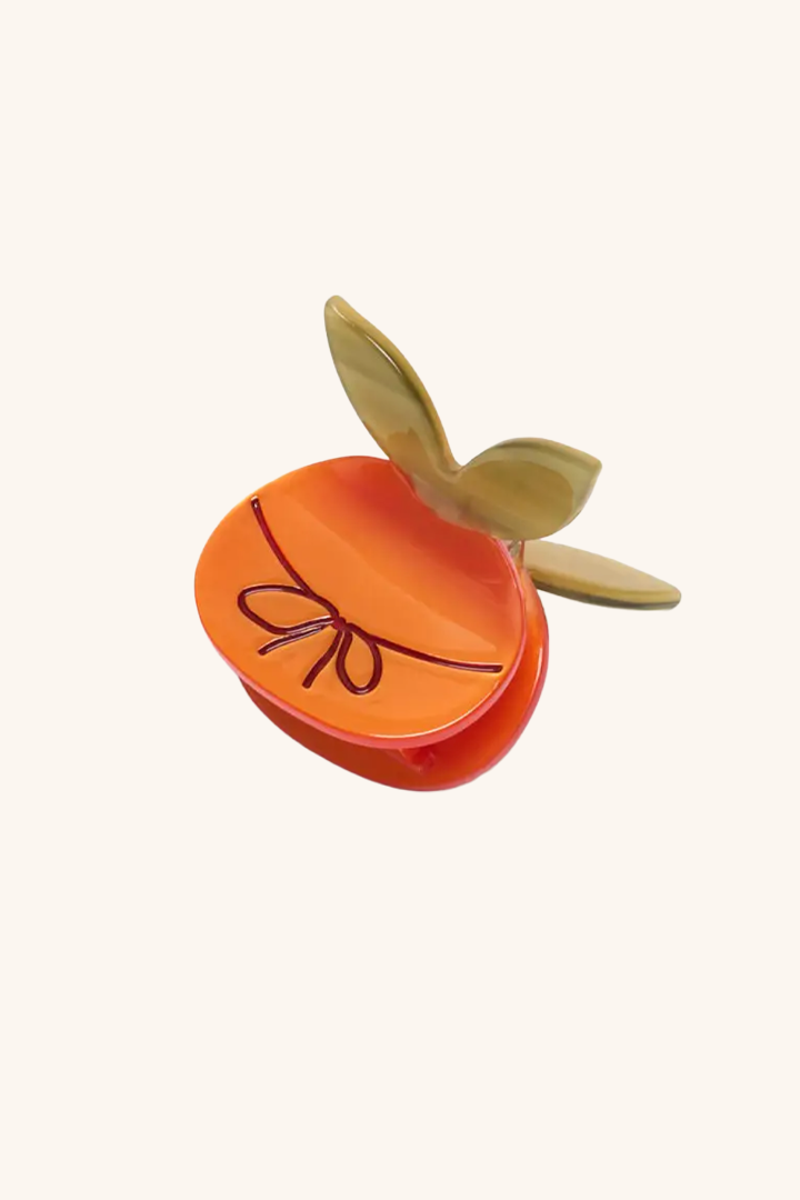 Mandarin Orange with Bow Mini Hair Claw