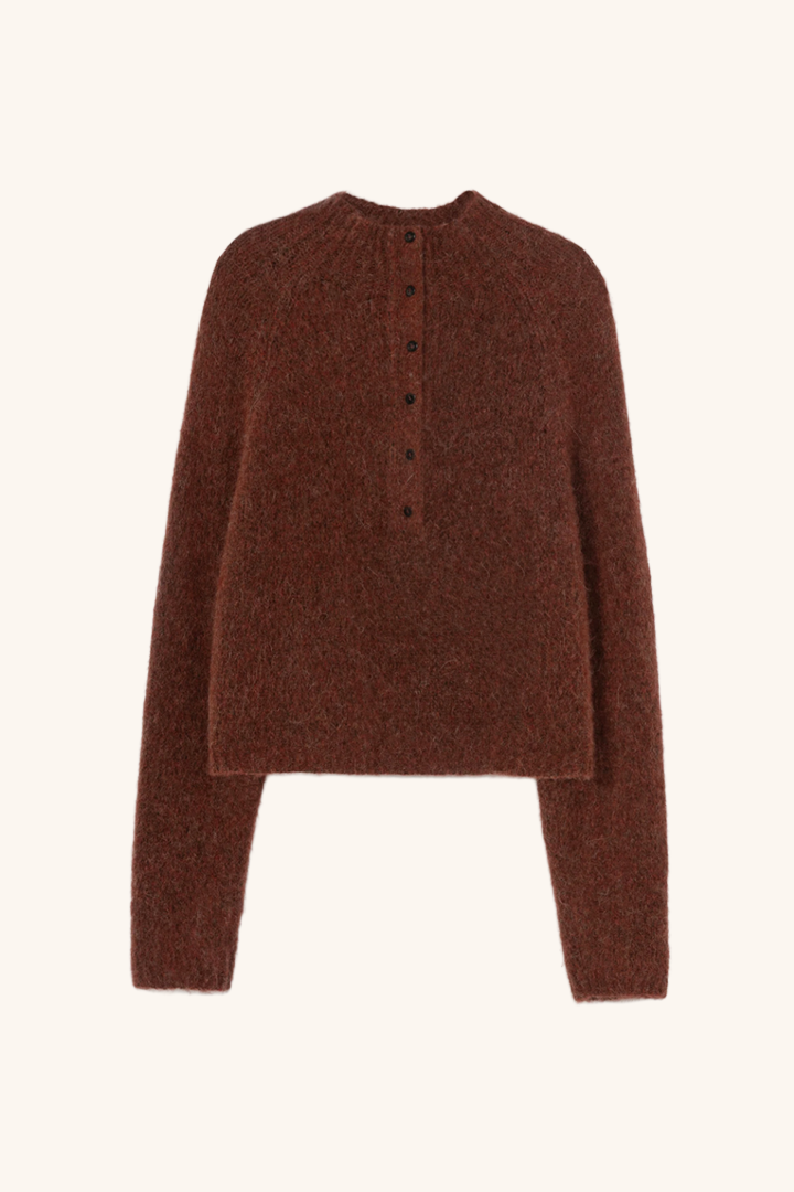 Baby Alpaca Polo Sweater, Terracotta