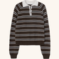Merino Wool Striped Polo, Brown