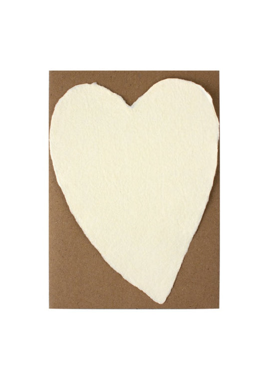 Small Paper Heart Card, Cream