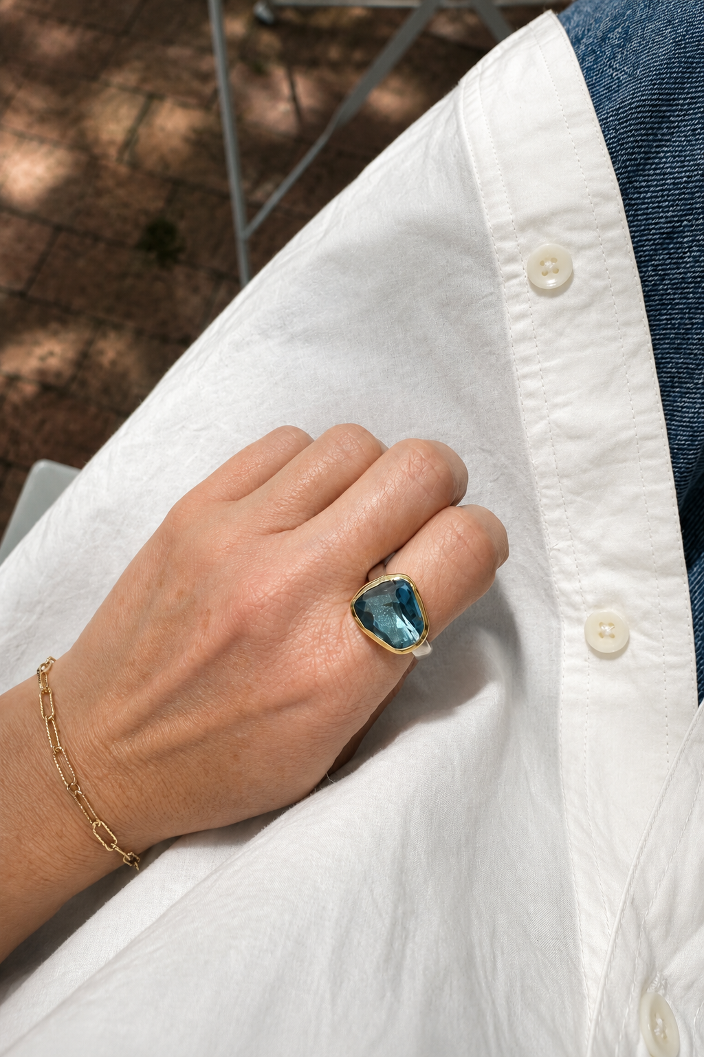 London Blue Topaz Ring in 18KG & Sterling Silver
