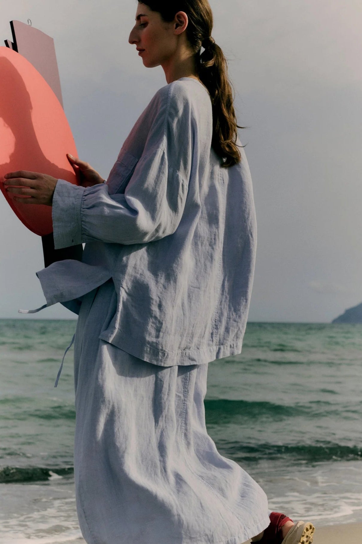 Linen Oversized Shirt, Egg Blue