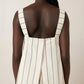 Elle Top, Greige Pinstripe