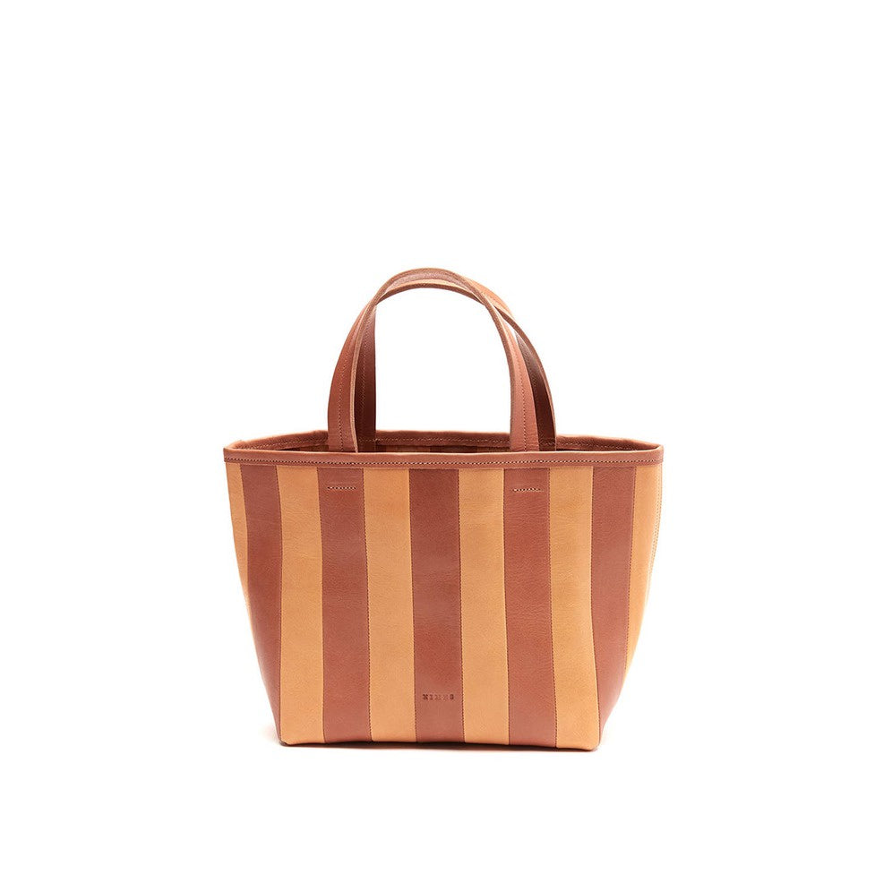 Striped Gorriti Handbag, Tan & Caramel