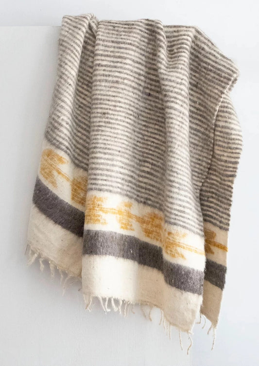 TradItional Momo Blanket- Grey & Gold