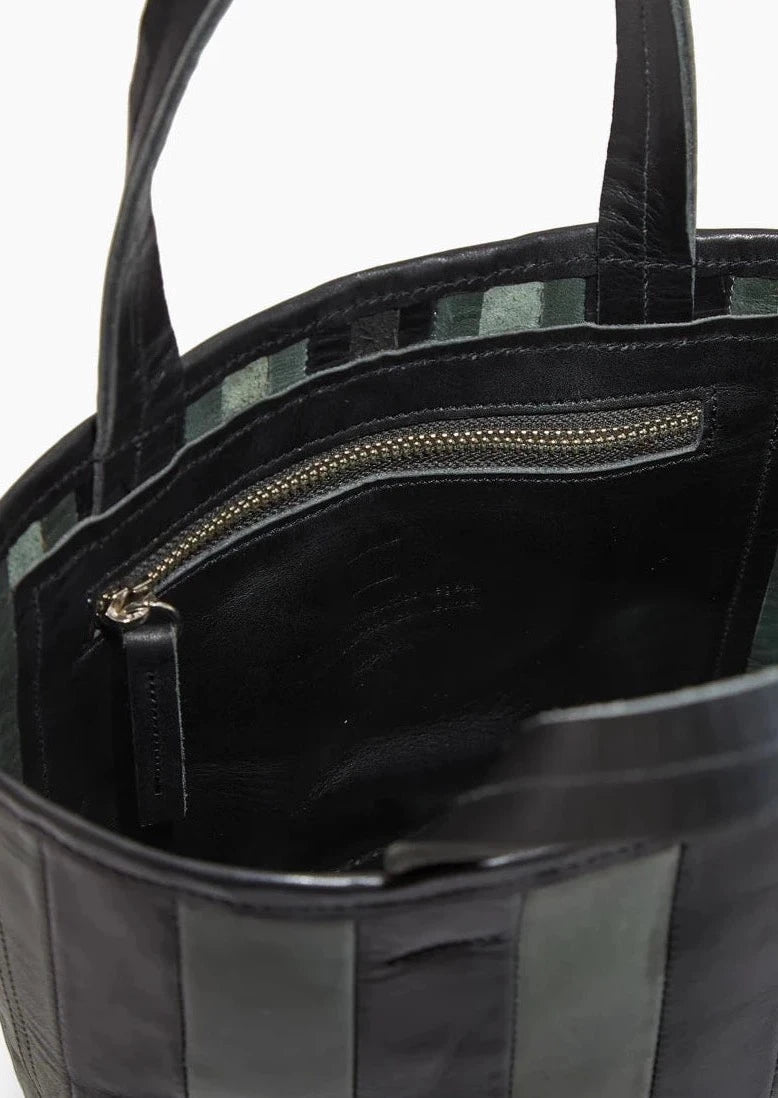 Striped Gorriti Handbag, Green & Black