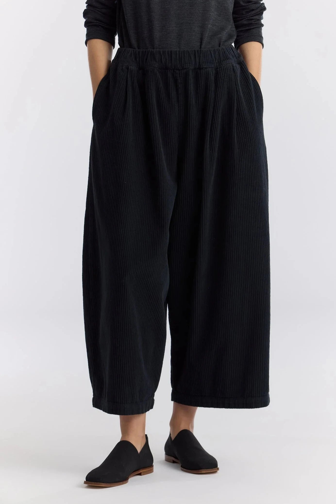 Corduroy Wide Pants, Dark Grey