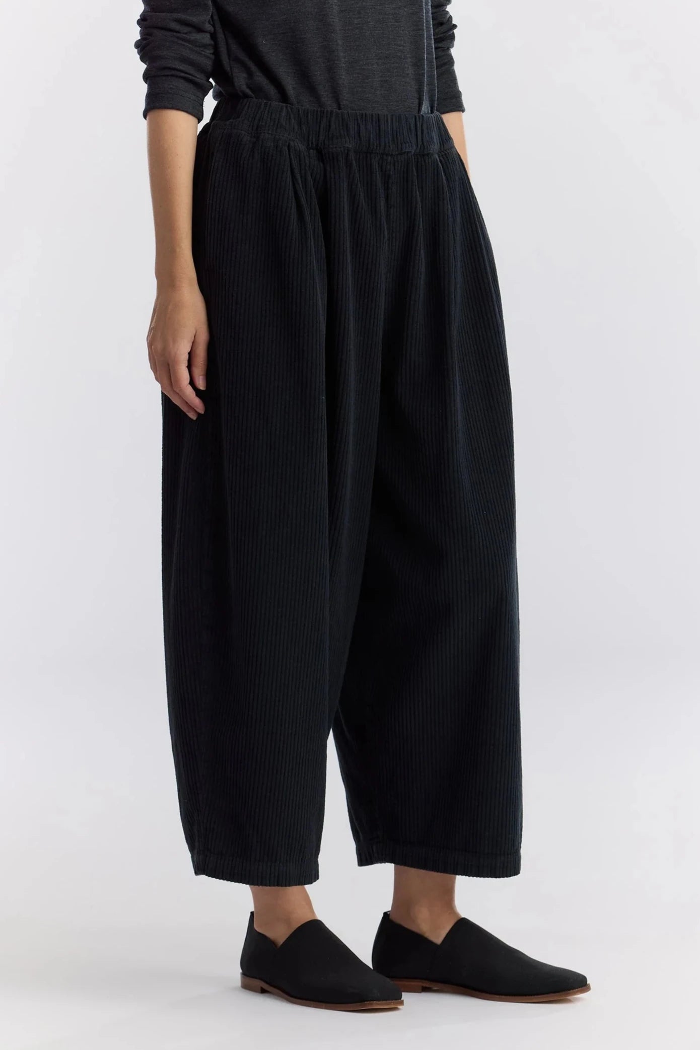 Corduroy Wide Pants, Dark Grey