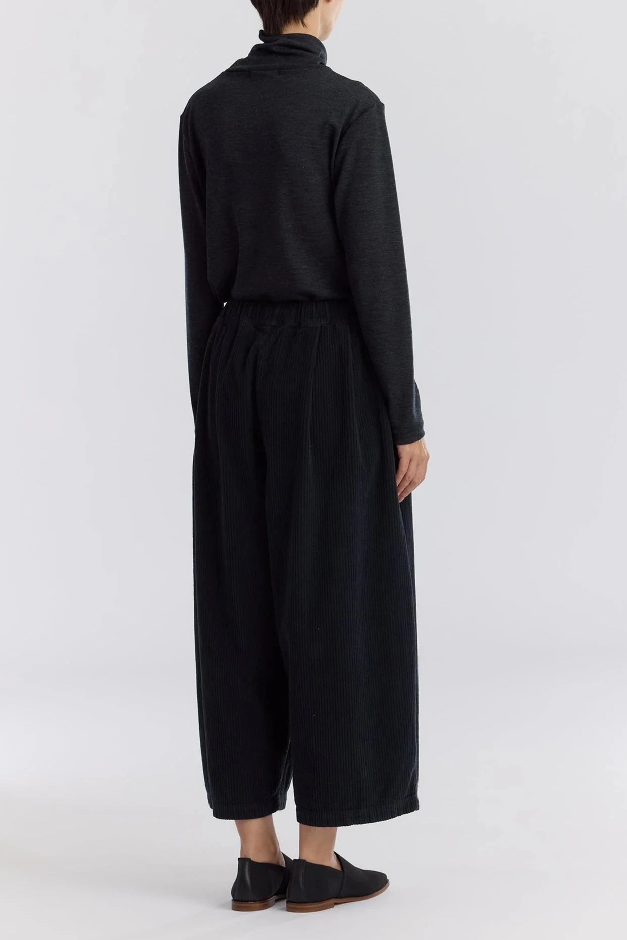 Corduroy Wide Pants, Dark Grey