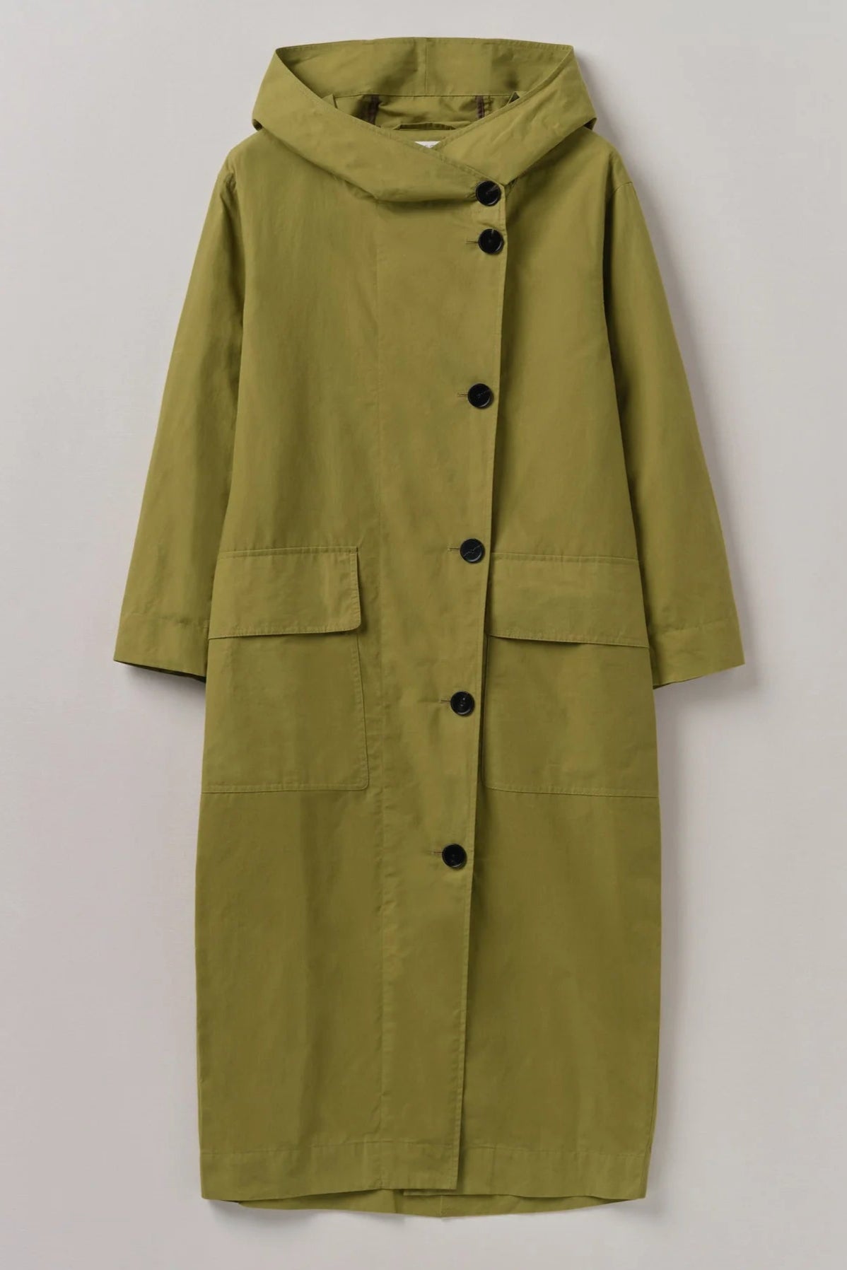 Hooded Waxed Cotton Parka, Seaweed