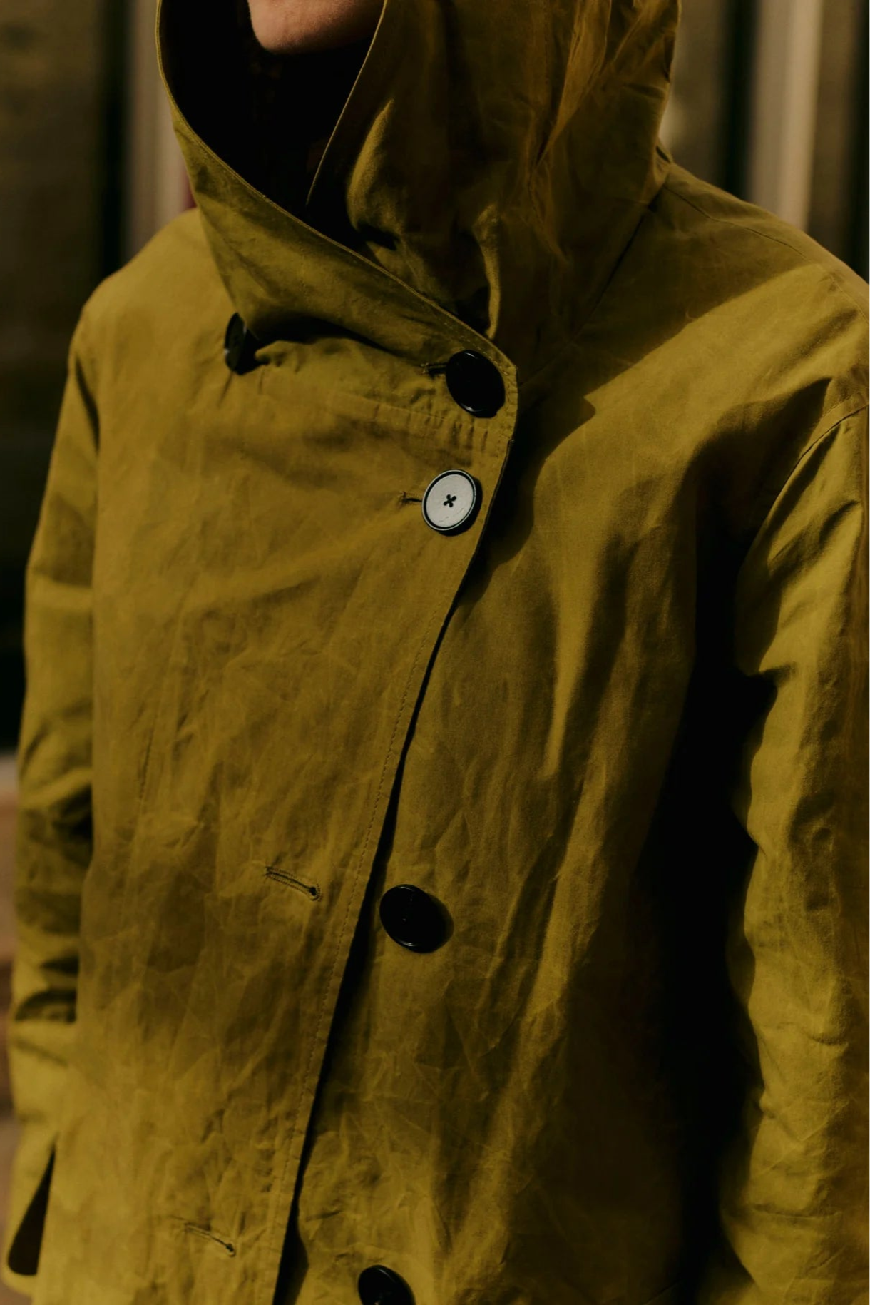 Hooded Waxed Cotton Parka, Seaweed