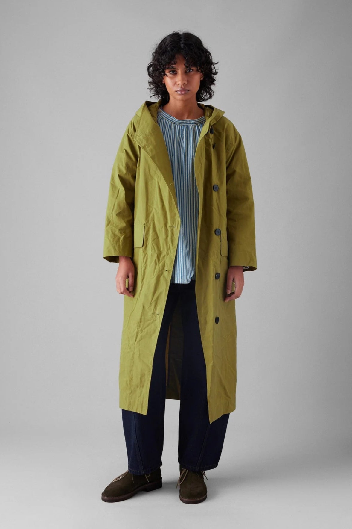 Hooded Waxed Cotton Parka, Seaweed