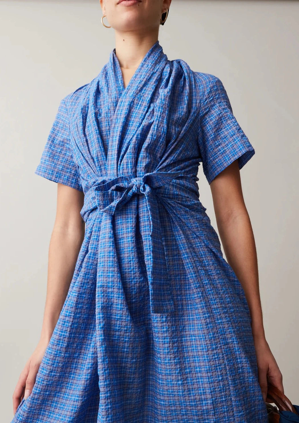 Jocelyn Dress, Blue Gauze Plaid