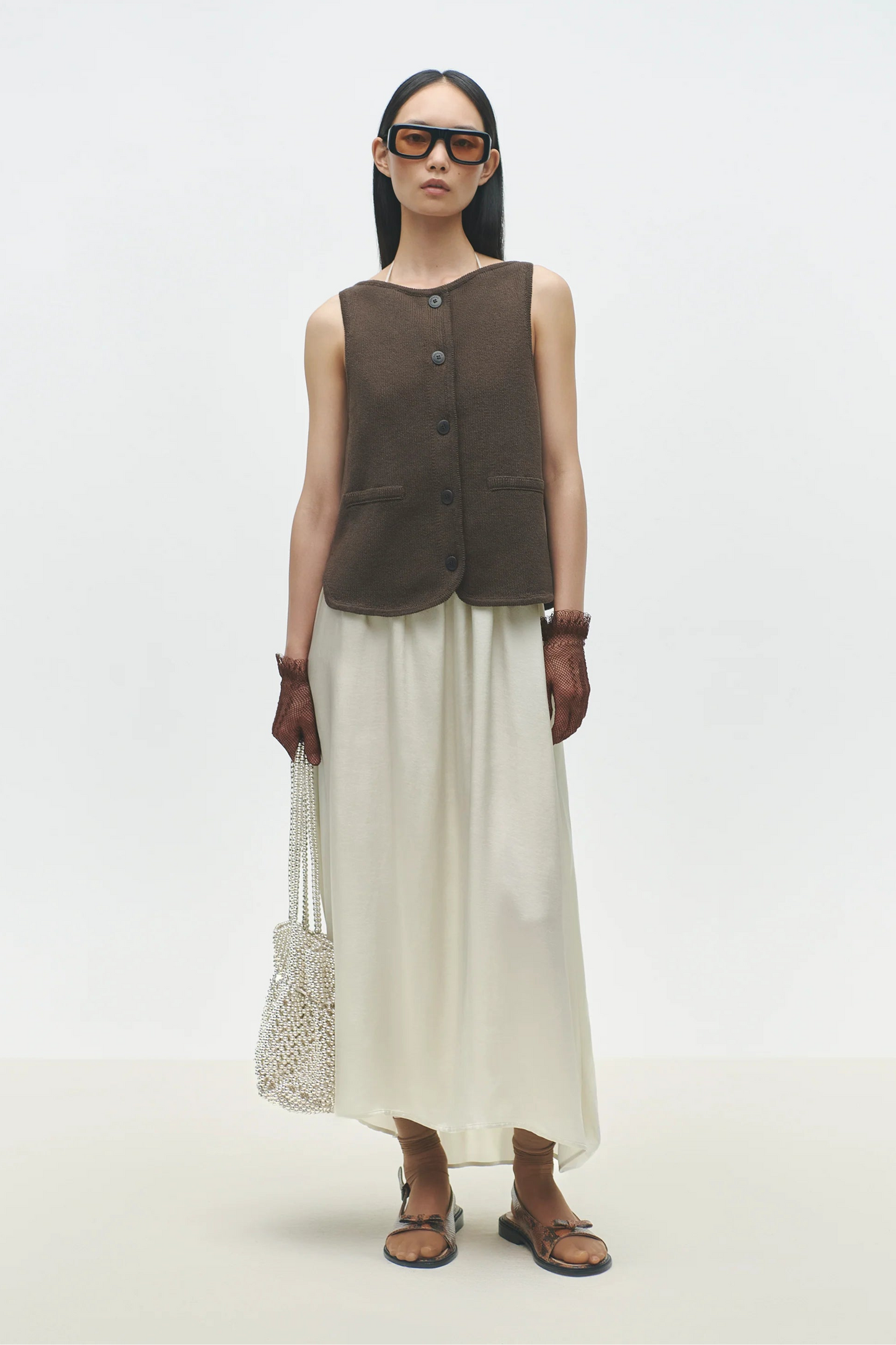 Boat-Neck Waistcoat, Brown